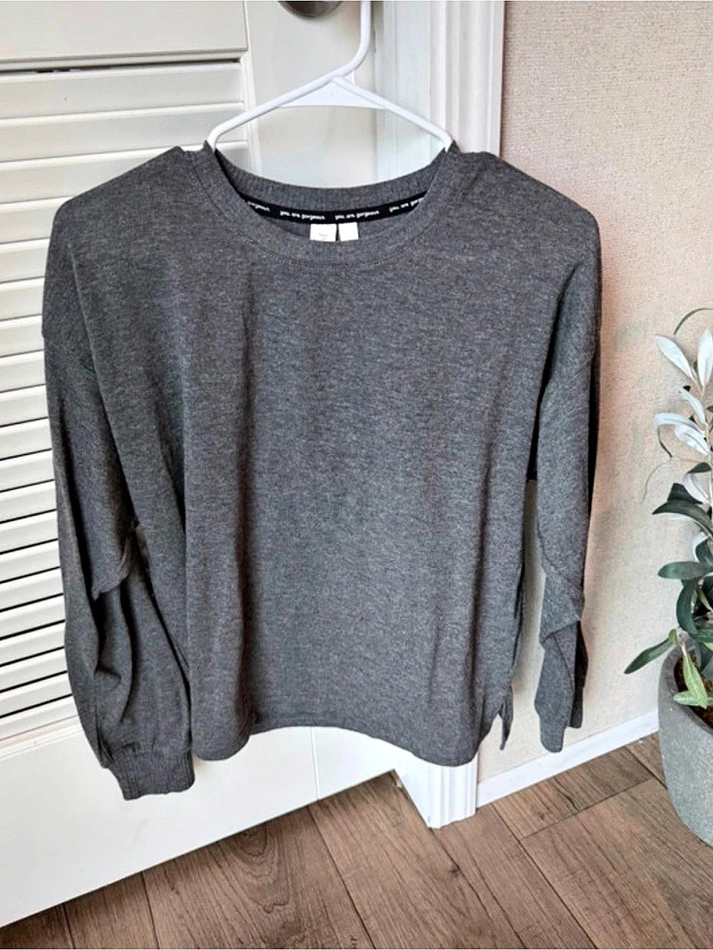 Joyspun Cozy Lounge Collection Gray Long Sleeve Small